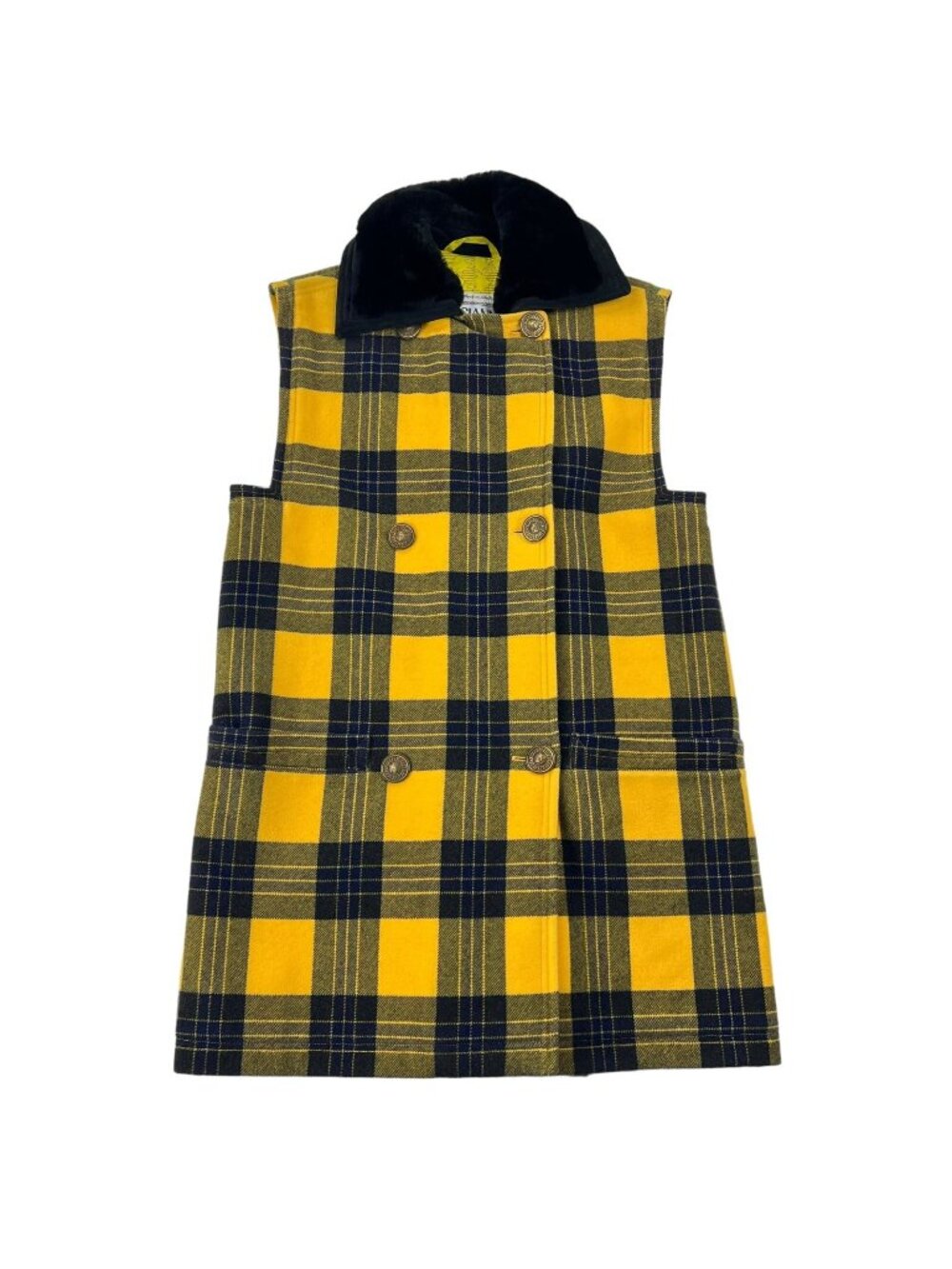 Gianni Versace Double Breasted Shift Dress Wool/Cashmere Tartan Plaid • 38 Italy